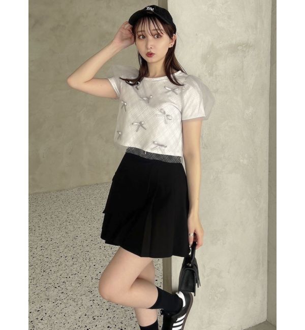 dazzlin「ランダムリボンシアーTシャツ」|Tシャツ・カットソー|