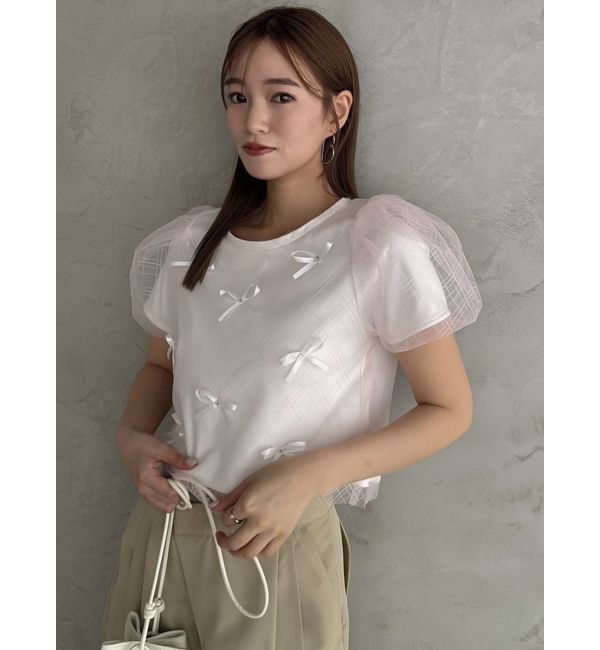 dazzlin「ランダムリボンシアーTシャツ」|Tシャツ・カットソー|