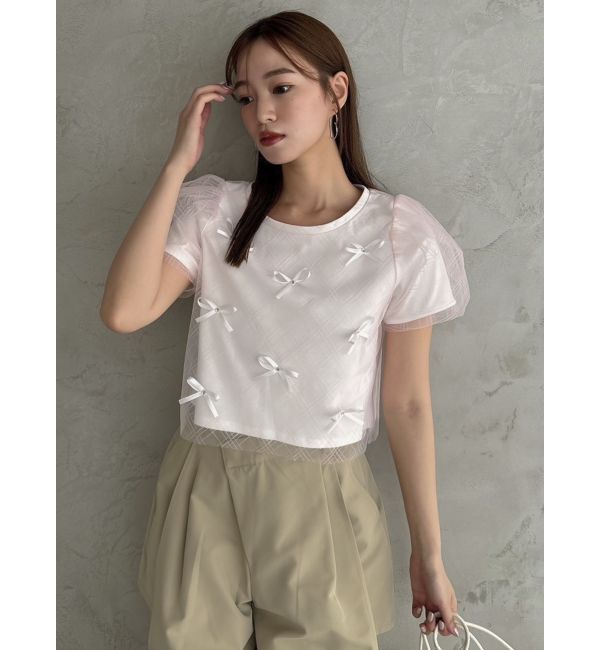 dazzlin「ランダムリボンシアーTシャツ」|Tシャツ・カットソー|