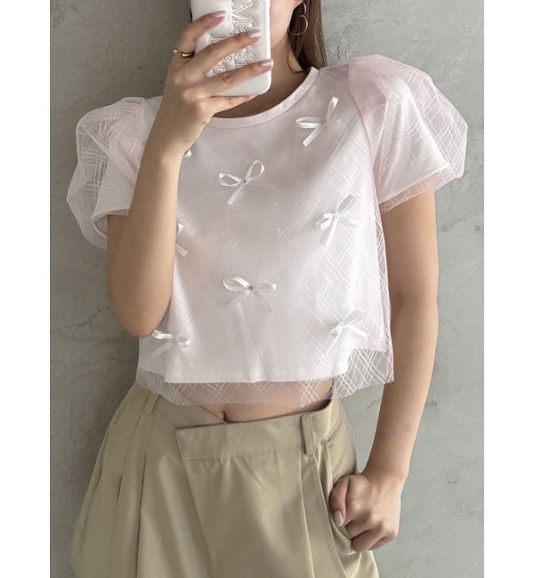 dazzlin「ランダムリボンシアーTシャツ」|Tシャツ・カットソー|