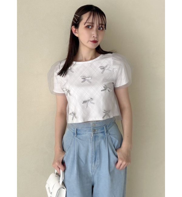 dazzlin「ランダムリボンシアーTシャツ」|Tシャツ・カットソー|