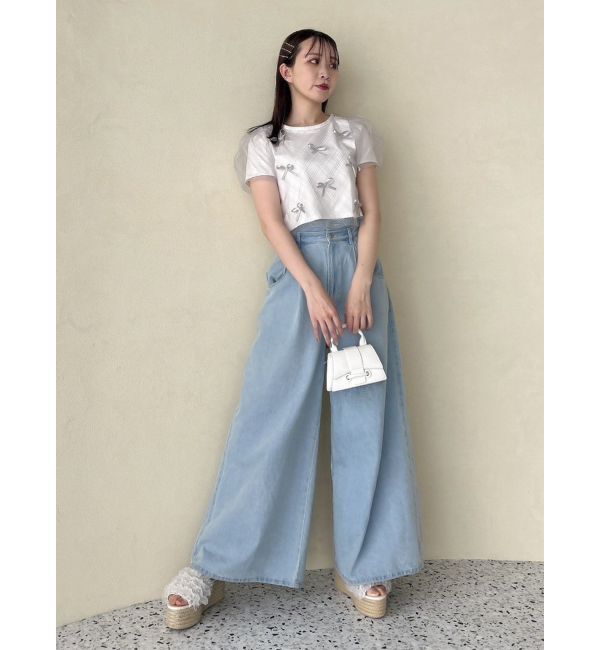 dazzlin「ランダムリボンシアーTシャツ」|Tシャツ・カットソー|