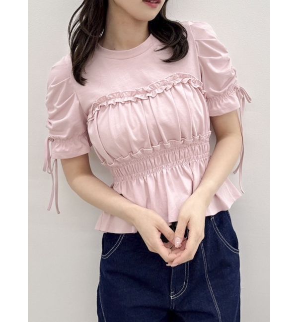 dazzlin「フリルギャザーデザインTシャツ」|Tシャツ・カットソー|