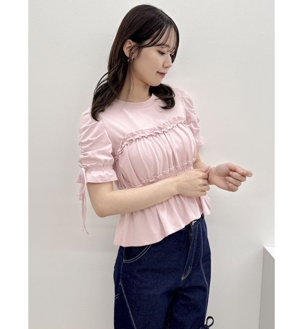 dazzlin「フリルギャザーデザインTシャツ」|Tシャツ・カットソー|