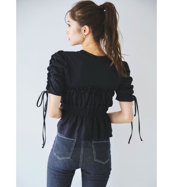dazzlin「フリルギャザーデザインTシャツ」|Tシャツ・カットソー|