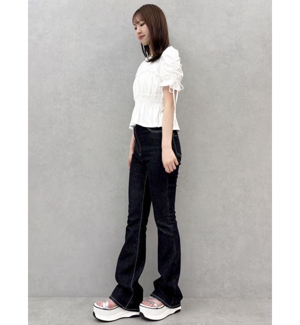 dazzlin「フリルギャザーデザインTシャツ」|Tシャツ・カットソー|