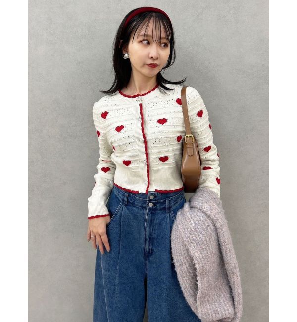 dazzlin「ハートジャカードカーデトップス」|カーディガン|