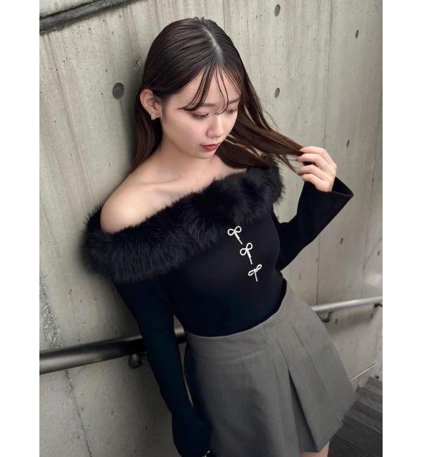 dazzlin「2WAYファーライクネックニットトップス」|ニット・セーター|