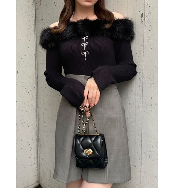 dazzlin「2WAYファーライクネックニットトップス」|ニット・セーター|