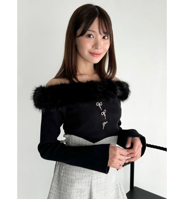 dazzlin「2WAYファーライクネックニットトップス」|ニット・セーター|