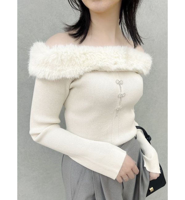 dazzlin「2WAYファーライクネックニットトップス」|ニット・セーター|