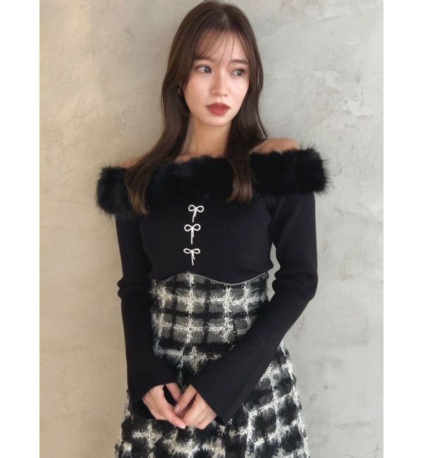 dazzlin「2WAYファーライクネックニットトップス」|ニット・セーター|