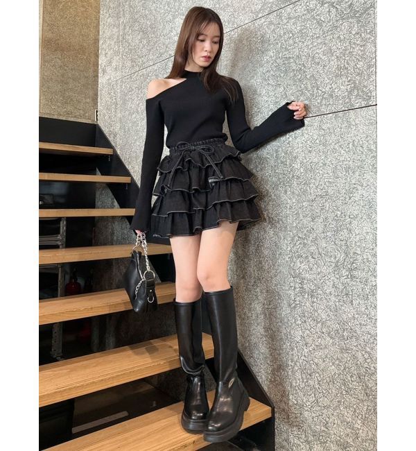 dazzlin「ワンショルリボンニットトップス」|ニット・セーター|