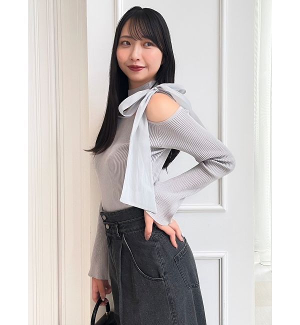 dazzlin「ワンショルリボンニットトップス」|ニット・セーター|