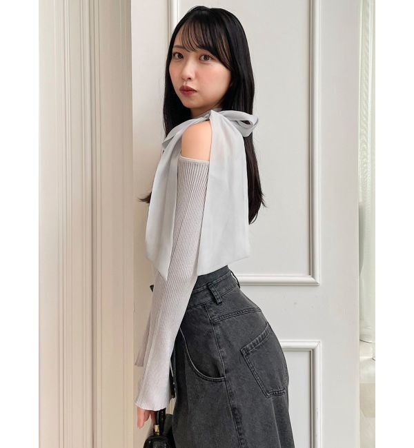 dazzlin「ワンショルリボンニットトップス」|ニット・セーター|