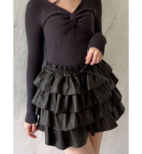 dazzlin「フリルミニスカートⅡ」|スカート|ダークブラウン