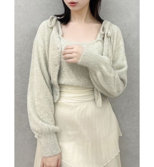 dazzlin「ミニシャギーラメニットカーデトップス」|カーディガン|ミックス
