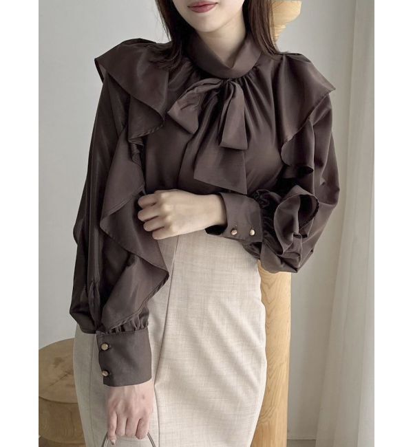dazzlin「フリルリボン2WAY長袖ブラウス」|シャツ・ブラウス|ブラウン