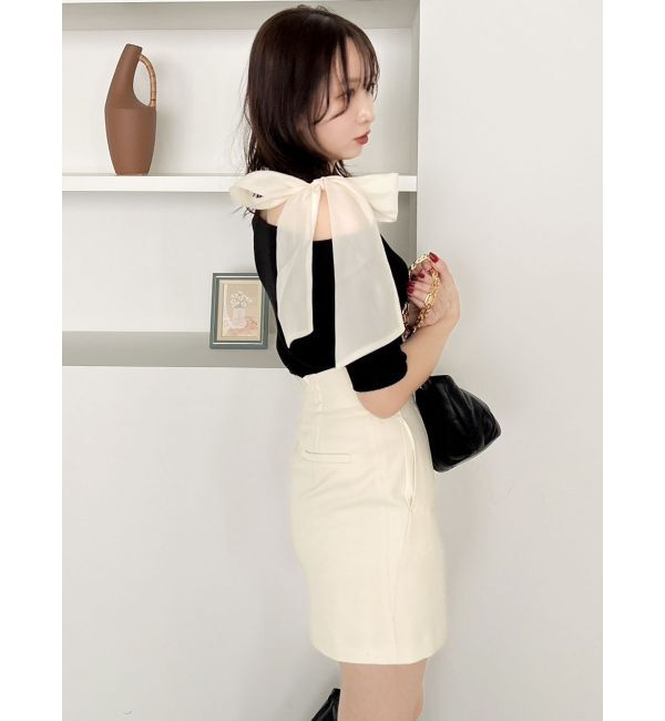 dazzlin「半袖ワンショルリボンニットトップス」|ニット・セーター|