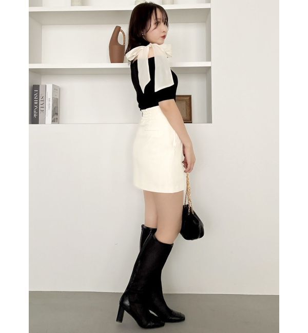 dazzlin「半袖ワンショルリボンニットトップス」|ニット・セーター|