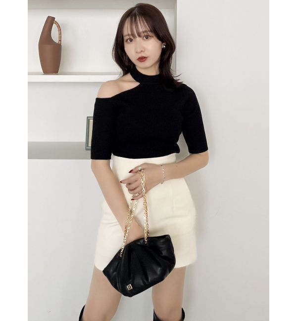 dazzlin「半袖ワンショルリボンニットトップス」|ニット・セーター|