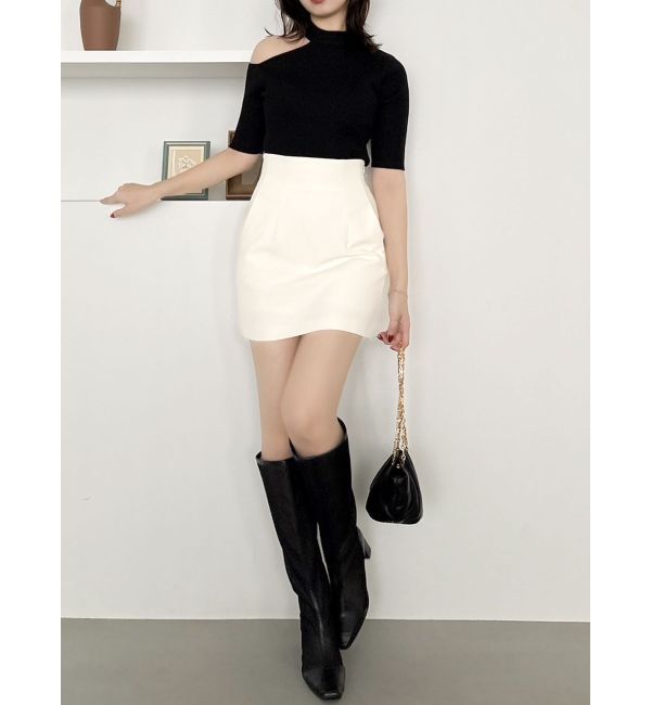 dazzlin「半袖ワンショルリボンニットトップス」|ニット・セーター|