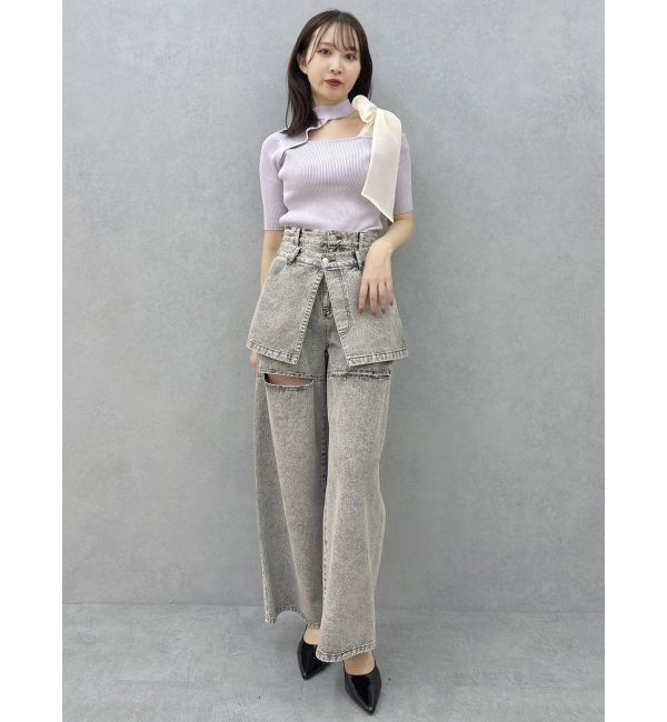 dazzlin「半袖ワンショルリボンニットトップス」|ニット・セーター|