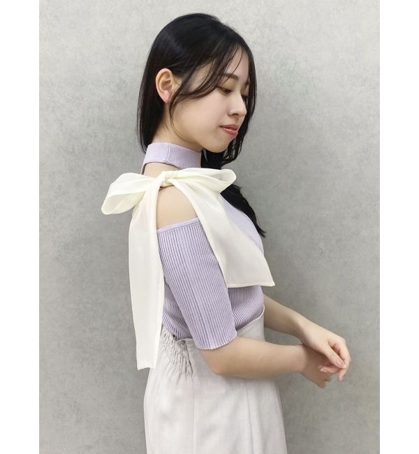 dazzlin「半袖ワンショルリボンニットトップス」|ニット・セーター|