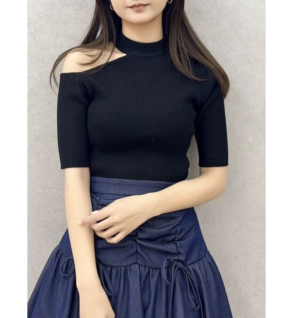 dazzlin「半袖ワンショルリボンニットトップス」|ニット・セーター|