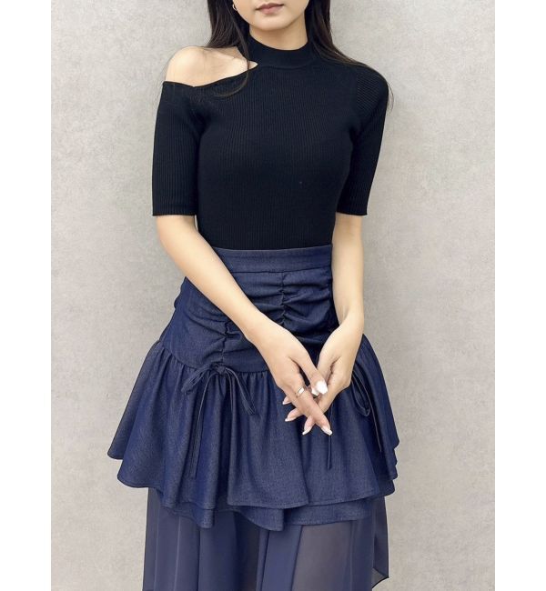 dazzlin「半袖ワンショルリボンニットトップス」|ニット・セーター|
