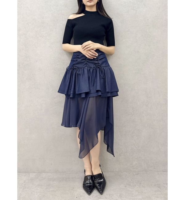 dazzlin「半袖ワンショルリボンニットトップス」|ニット・セーター|