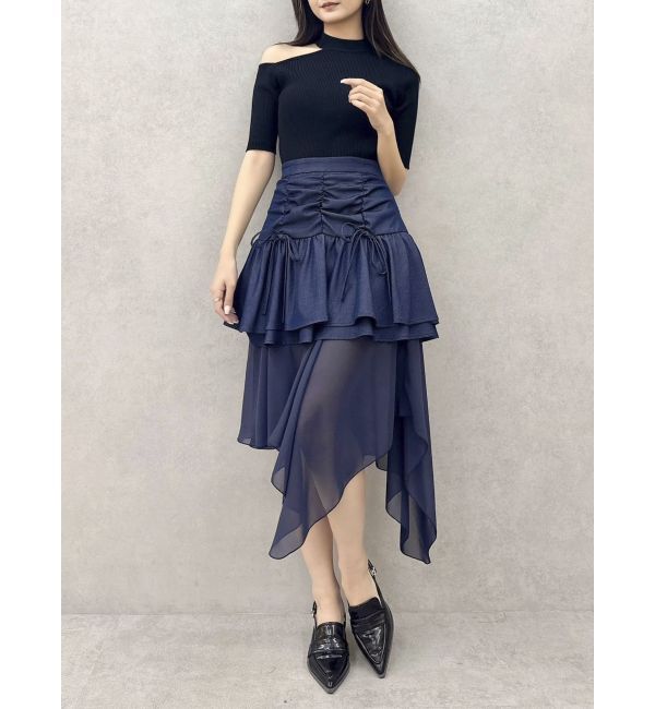 dazzlin「半袖ワンショルリボンニットトップス」|ニット・セーター|