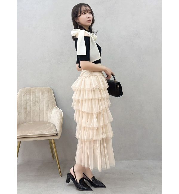 dazzlin「半袖ワンショルリボンニットトップス」|ニット・セーター|