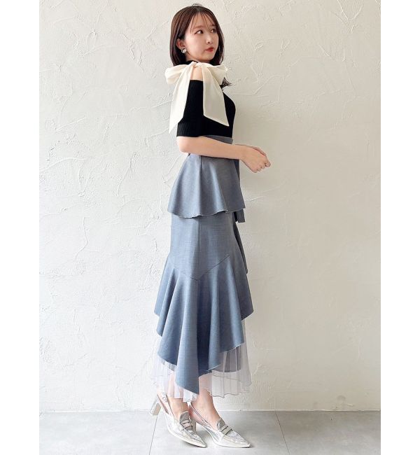 dazzlin「半袖ワンショルリボンニットトップス」|ニット・セーター|