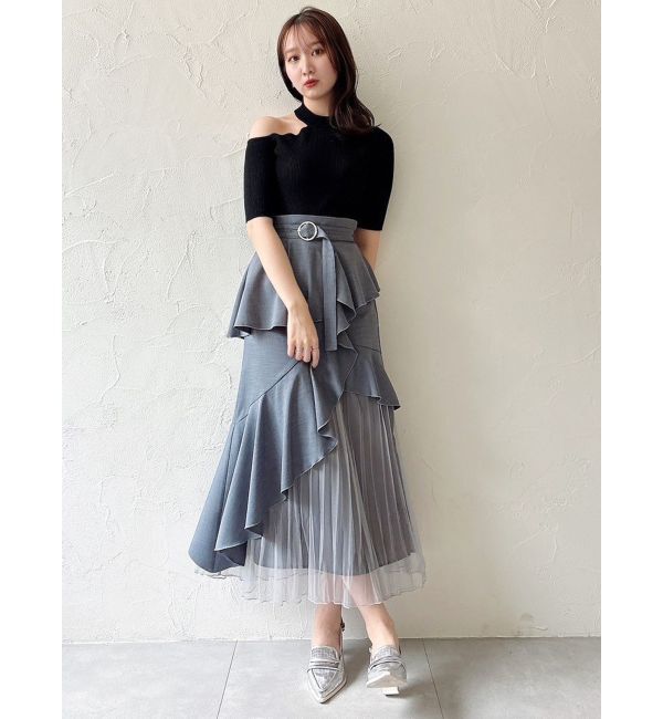 dazzlin「半袖ワンショルリボンニットトップス」|ニット・セーター|