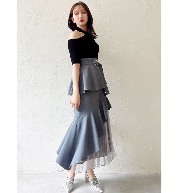 dazzlin「半袖ワンショルリボンニットトップス」|ニット・セーター|