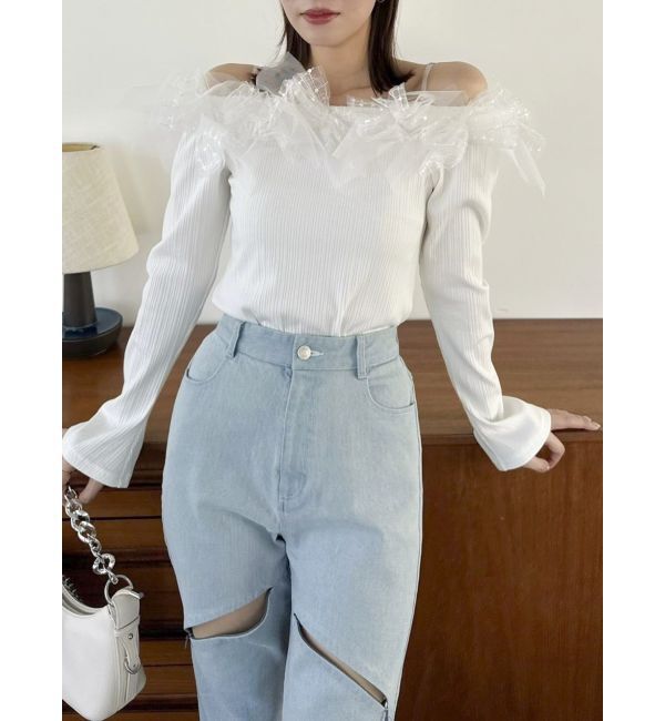 dazzlin「オフショルリボンカットトップス」|Tシャツ・カットソー|