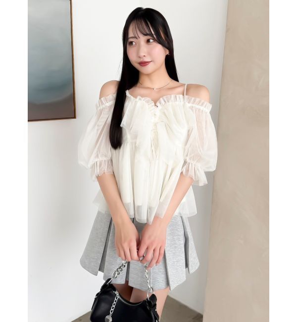 dazzlin「スクエアフリルペプラムブラウス」|シャツ・ブラウス|