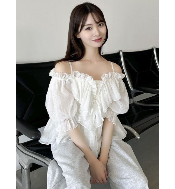 dazzlin「スクエアフリルペプラムブラウス」|シャツ・ブラウス|