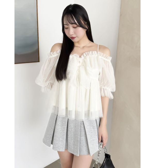 dazzlin「スクエアフリルペプラムブラウス」|シャツ・ブラウス|