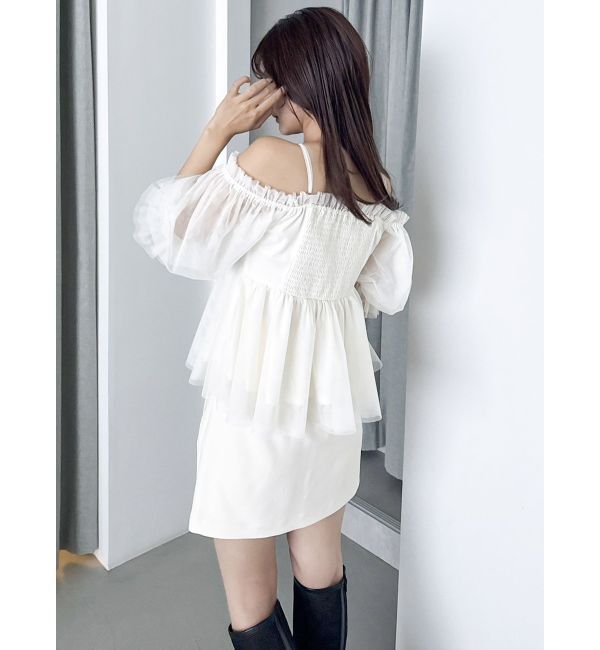 dazzlin「スクエアフリルペプラムブラウス」|シャツ・ブラウス|