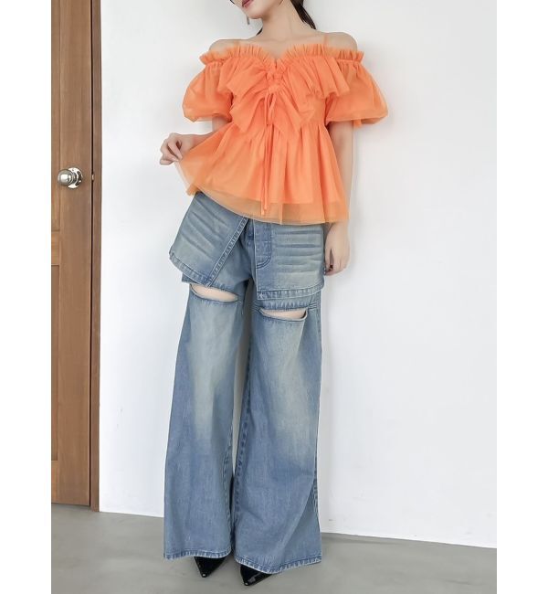 dazzlin「スクエアフリルペプラムブラウス」|シャツ・ブラウス|