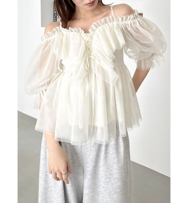 dazzlin「スクエアフリルペプラムブラウス」|シャツ・ブラウス|