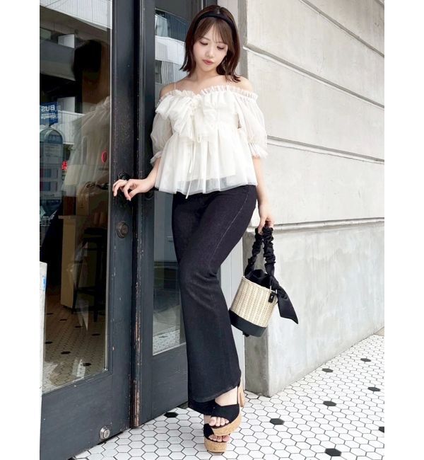 dazzlin「スクエアフリルペプラムブラウス」|シャツ・ブラウス|