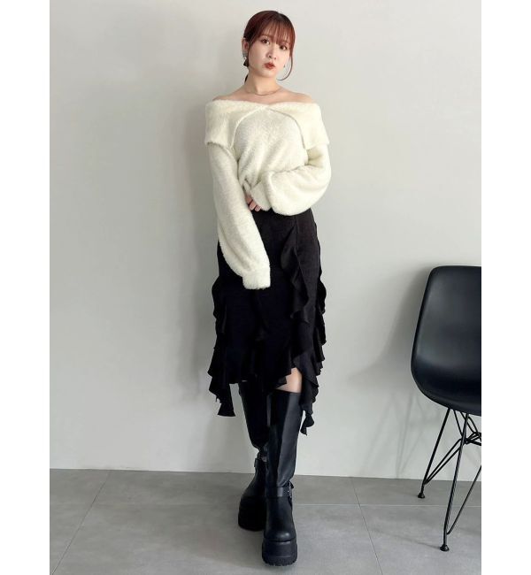 dazzlin「フリルスリットサテンスカート」|スカート|