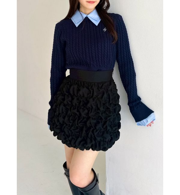 dazzlin「シュリンクミニスカート」|スカート|ブラック