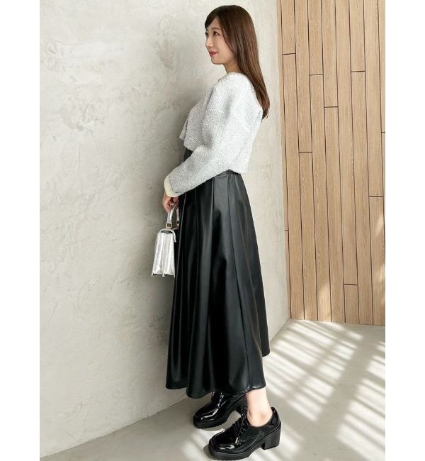 MERCURYDUO「フェイクレザーフレアスカート」|スカート|