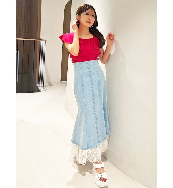 MERCURYDUO「2WAY総針ラッフルコンパクトニット」|ニット・セーター|