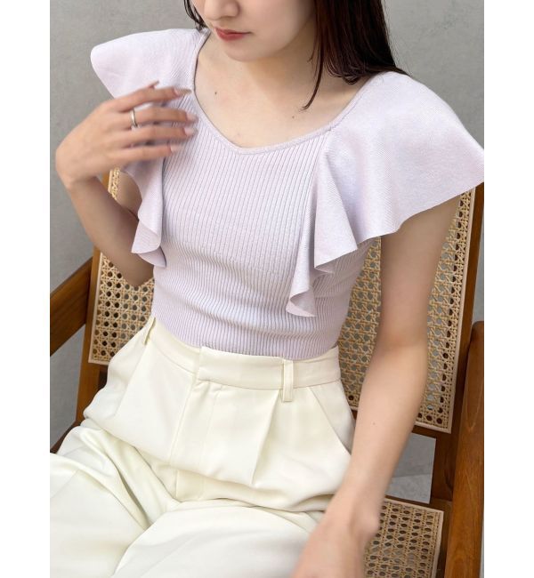 MERCURYDUO「2WAY総針ラッフルコンパクトニット」|ニット・セーター|ラベンダー