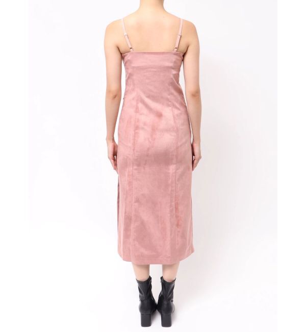 MERCURYDUO「フェイクスエードアシメドレープキャミワンピース」|ワンピース|